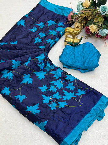 Pure Moss Designer Saree with Lustrous Mirror Work SA1025-1276