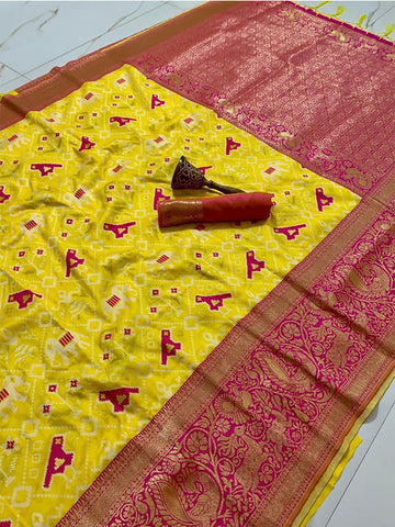 Pure Patola Silk Saree with Original Meenakari & Heavy Zari Contrast Border SA625-783