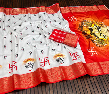 Red Devi – Durga Puja Special Soft Silk Saree with Digital Print SA825-1054