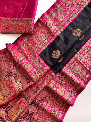 Luxury Banarasi Silk Saree – Multicolor Thread Weaving & Grand Pallu Design SA525-594