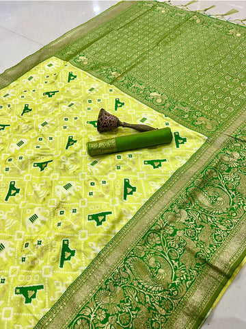Pure Patola Silk Saree with Original Meenakari & Heavy Zari Contrast Border SA625-784