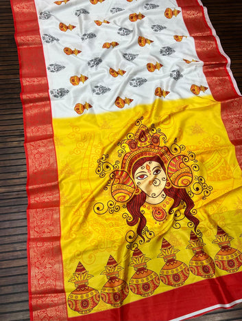 Red Devi – Durga Puja Special Soft Silk Saree with Digital Print SA825-1057