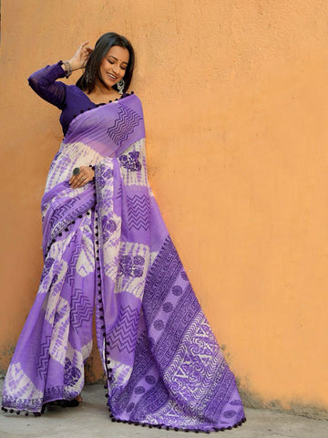 Chic Ikkat Mul Mul Cotton Saree  ! SA425-501