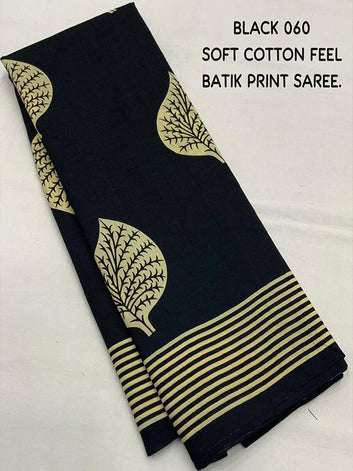 Exquisite Soft Cotton Batik Printed Saree with Running Maslin Silk Blouse SA525-576