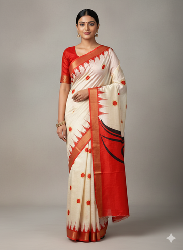 Cotton Tusser Saree with Zari Border  SA825-1158
