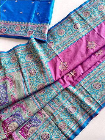 Luxury Banarasi Silk Saree – Multicolor Thread Weaving & Grand Pallu Design SA525-601