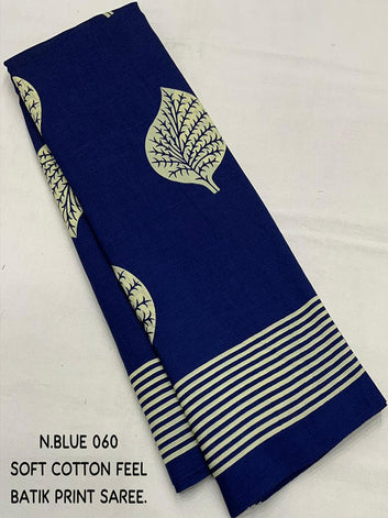 Exquisite Soft Cotton Batik Printed Saree with Running Maslin Silk Blouse SA525-577