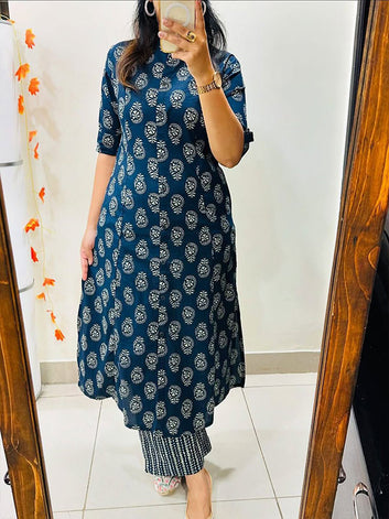 Designer Digital Print Co-Ord Set | A-Line Kurti with Ankle-Length Pants  ! SA625-720