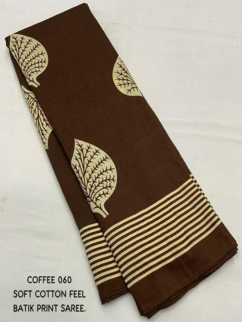 Exquisite Soft Cotton Batik Printed Saree with Running Maslin Silk Blouse SA525-578