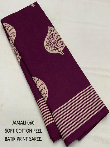 Exquisite Soft Cotton Batik Printed Saree with Running Maslin Silk Blouse SA525-579