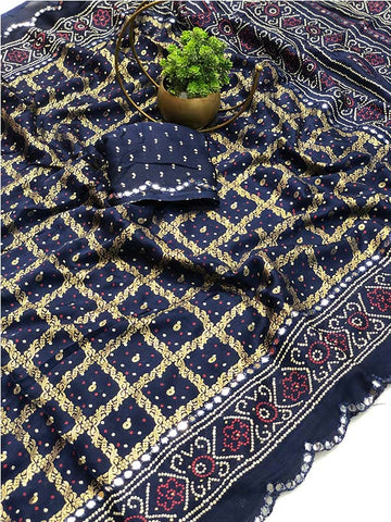 Glam Bandhani Moss Crepe Saree  ! SA425-502