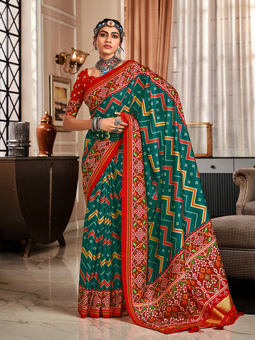 Tusser Bandhani Patola Print & Lagadi Patta Pallu SA225-300