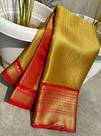 Banarasi Golden Tissue Silk Saree SA525-672