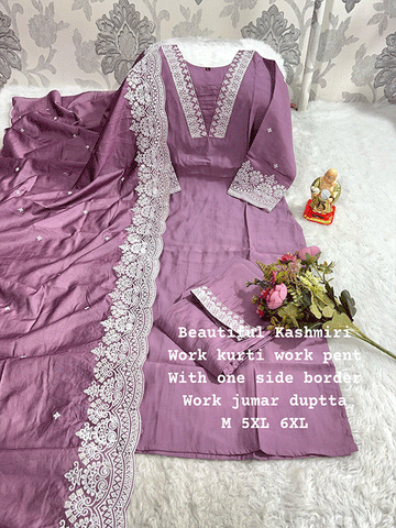 Festive Glow Embroidered Muslin Kurti Set || SA325-516