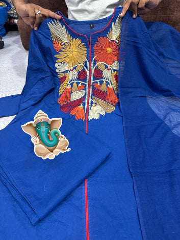 Pure Mul Cotton 60×60 Kurti Pant Dupatta Set|| SA925-1254