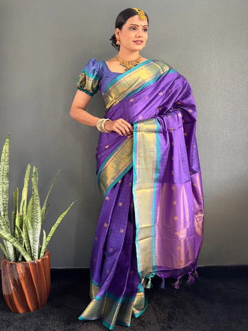 Checked Cotton Silk Paithani Sari SA125-227