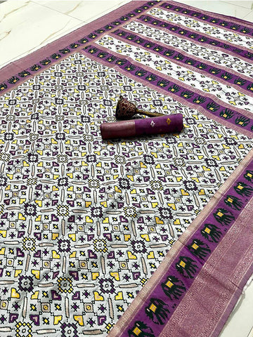 Pure Patola Silk Saree with Original Meenakari & Heavy Zari Contrast Border SA625-774