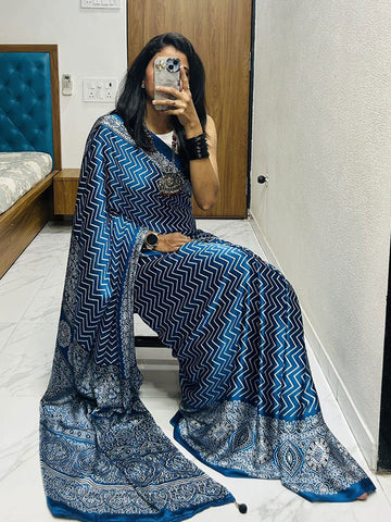 Ajrakh Gajji Bandhej Saree ! SA425-506