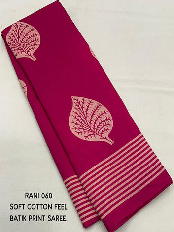 Exquisite Soft Cotton Batik Printed Saree with Running Maslin Silk Blouse SA525-581