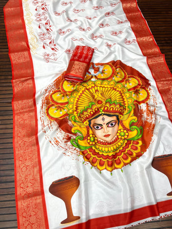 Red Devi – Durga Puja Special Soft Silk Saree with Digital Print SA925-1174