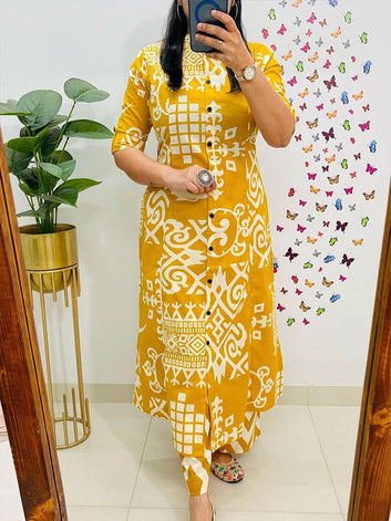 Designer Digital Print Co-Ord Set | A-Line Kurti with Ankle-Length Pants  ! SA625-726