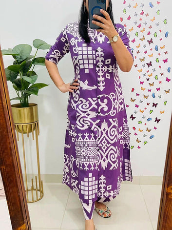 Designer Digital Print Co-Ord Set | A-Line Kurti with Ankle-Length Pants  ! SA625-727