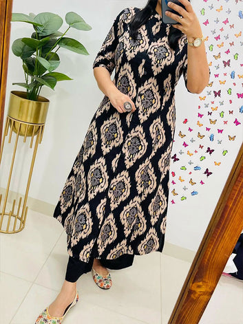 Designer Digital Print Co-Ord Set | A-Line Kurti with Ankle-Length Pants  ! SA625-729