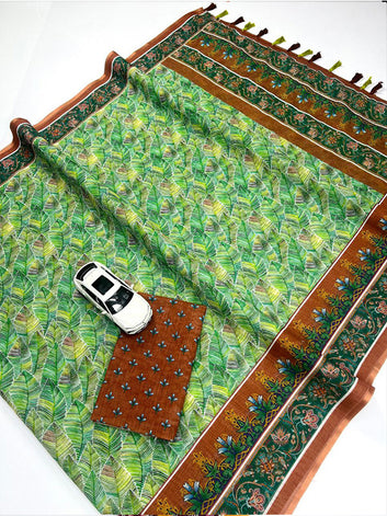 Linen Digital Printed Saree with Fumka (latakan)SA725-863