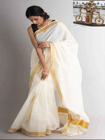 Kerala Onam White Saree SA525-680