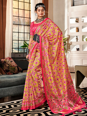 Tusser Bandhani Patola Print & Lagadi Patta Pallu SA225-301