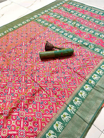 Pure Patola Silk Saree with Original Meenakari & Heavy Zari Contrast Border SA625-775