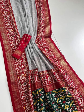 Georgette Silk With Chickankari Embroidery Border SA1125-1388