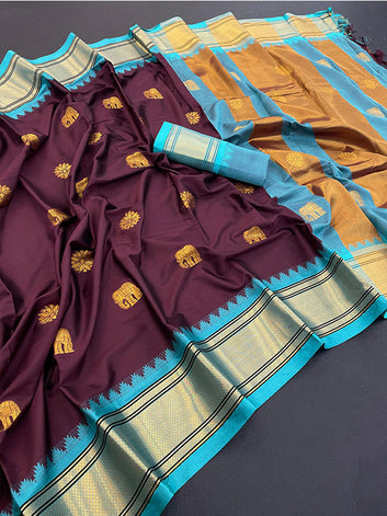 Soft Cotton Silk Saree with Gold Zari Border SA125-213