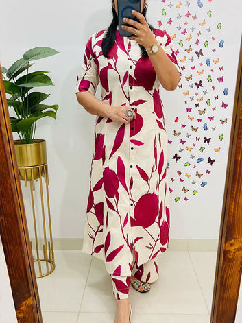 Designer Digital Print Co-Ord Set | A-Line Kurti with Ankle-Length Pants  ! SA625-731