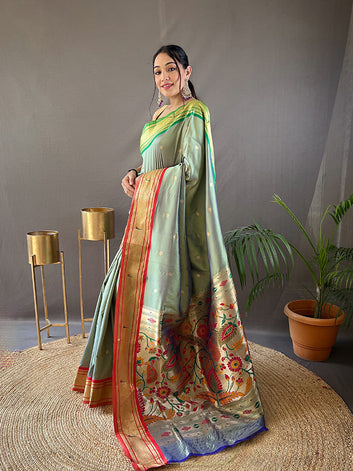 Ganga Jamuna Border Paithani Saree with Rich Pallu & All-Over Buttis SA525-643