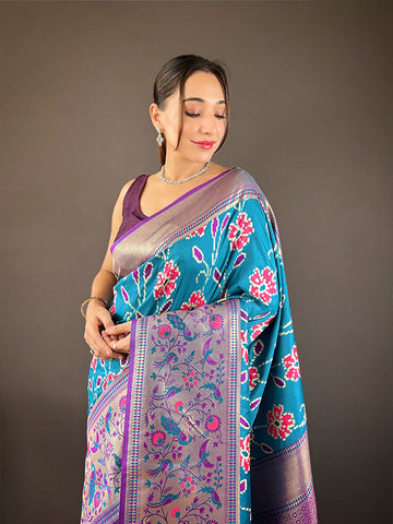 Soft Silk Saree with All-Over Patola Weaving & Contrast Border SA625-795