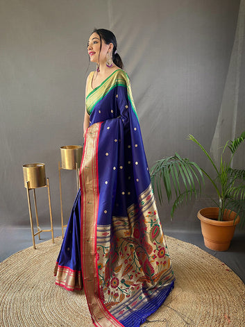 Ganga Jamuna Border Paithani Saree with Rich Pallu & All-Over Buttis SA525-644