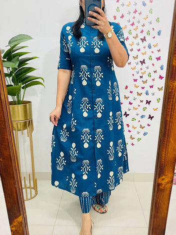 Designer Digital Print Co-Ord Set | A-Line Kurti with Ankle-Length Pants  ! SA625-732