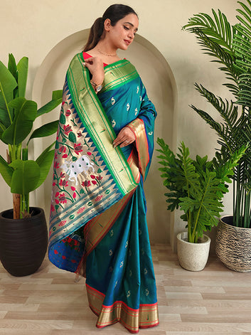Ganga Jamuna Border Paithani Saree with Rich Pallu & All-Over Buttis SA525-669
