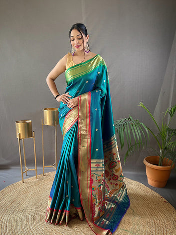 Ganga Jamuna Border Paithani Saree with Rich Pallu & All-Over Buttis SA525-645