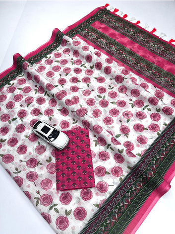 Linen Digital Printed Saree with Fumka (latakan)SA725-864
