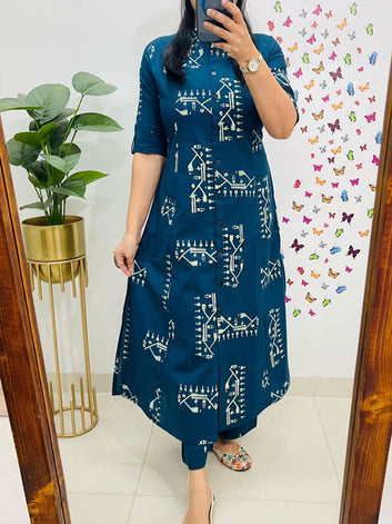 Designer Digital Print Co-Ord Set | A-Line Kurti with Ankle-Length Pants  ! SA625-730