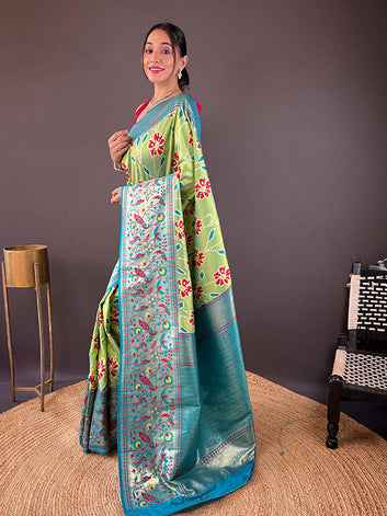 Soft Silk Saree with All-Over Patola Weaving & Contrast Border SA625-799