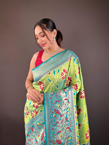 Soft Silk Saree with All-Over Patola Weaving & Contrast Border SA625-799