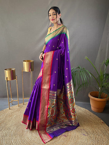 Ganga Jamuna Border Paithani Saree with Rich Pallu & All-Over Buttis SA525-648