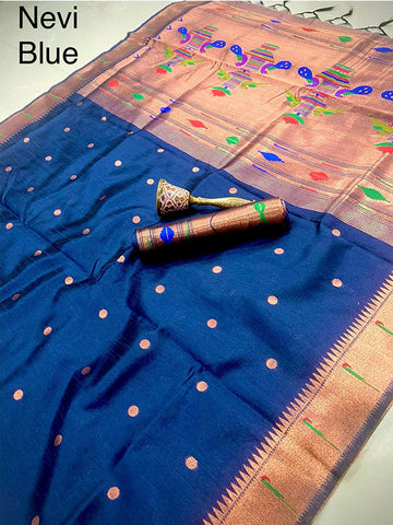 Pure Soft Banarasi Raw Silk Saree with Kalamkari Weaving & Zari Border Blouse SA625-813