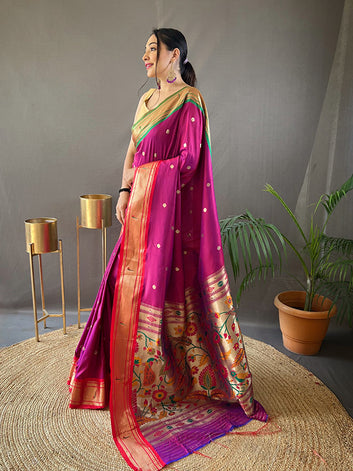 Ganga Jamuna Border Paithani Saree with Rich Pallu & All-Over Buttis SA525-649
