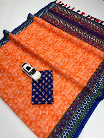 Linen Digital Printed Saree with Fumka (latakan)SA725-865