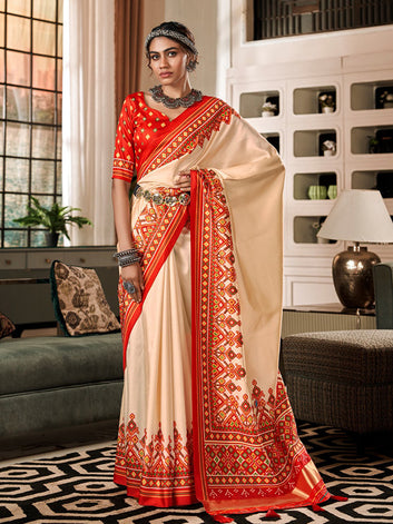 Tusser Bandhani Patola Print & Lagadi Patta Pallu SA225-302