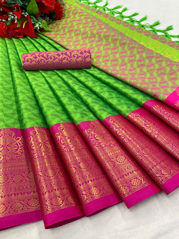 Elegant Cotton Silk Saree with Rich Zari Border  ! SA525-543